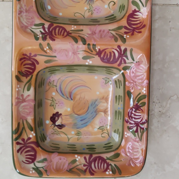 Zrike Danna Cullen Chanticleer 3 Section Serving Tray Rooster NWT - Picture 4 of 16